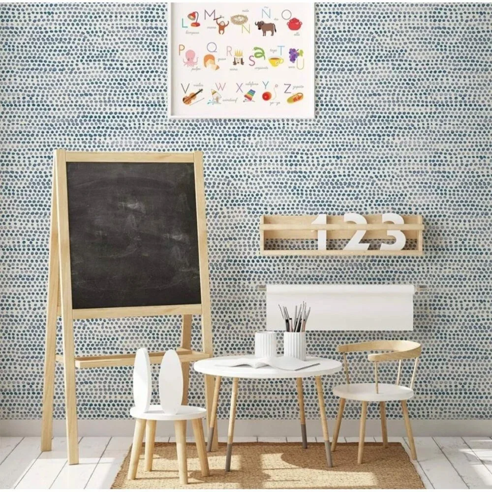 Tempaper Wallpaper Peel & Stick Removable Moire Dots Dot Blue Moon 5322 LV Roll